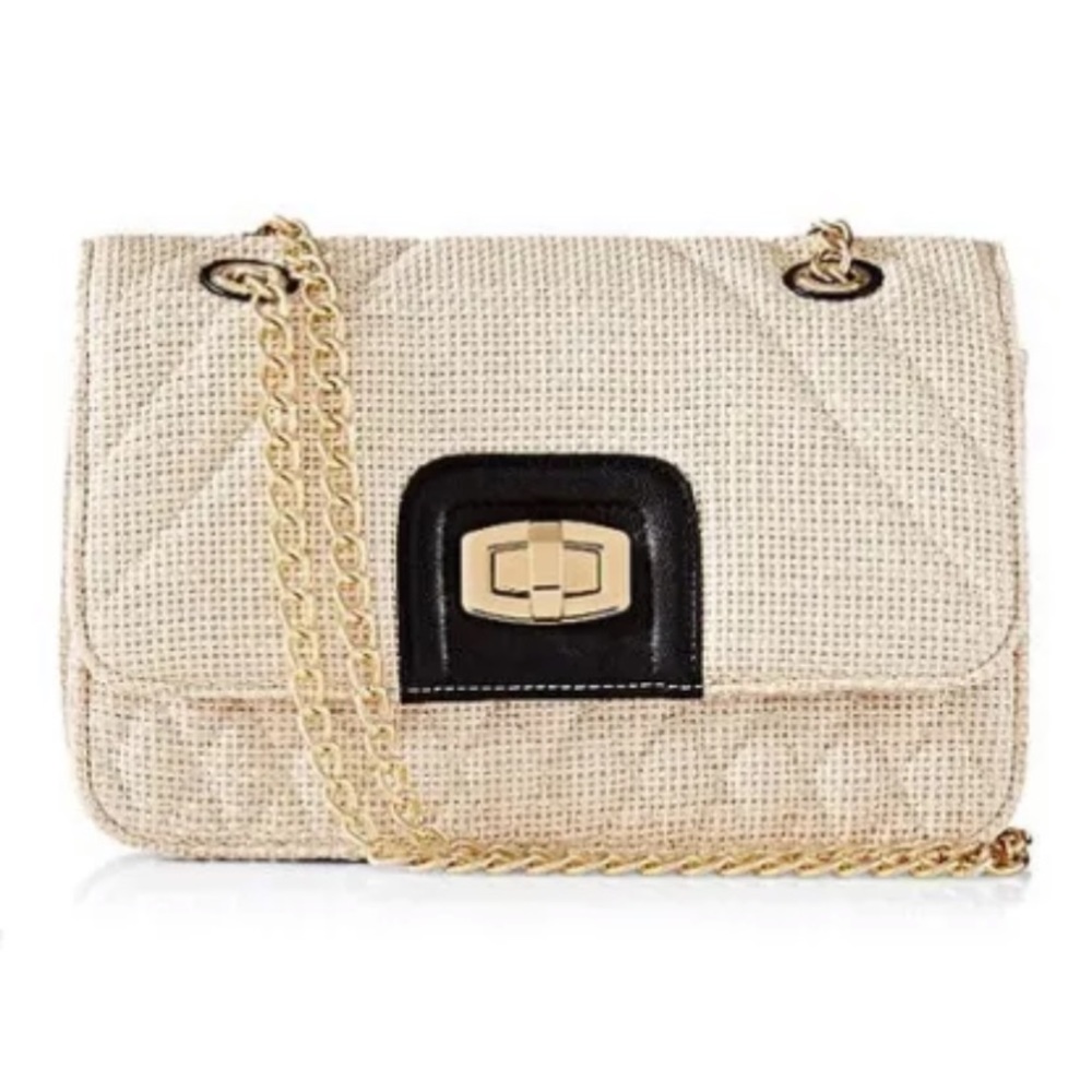 Express Sand Quilted Chain-Strap Shoulder Purse